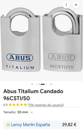 Candado Abus Titanium con 2 llaves