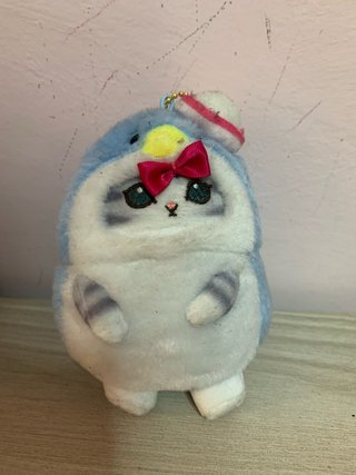 Peluche gattino azzurro con fiocco