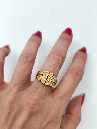 Anillo Oro 18kt Frontal Circonitas Talla 14