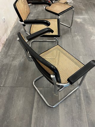 Juego de 3 Sillas Metálicas con Ratán