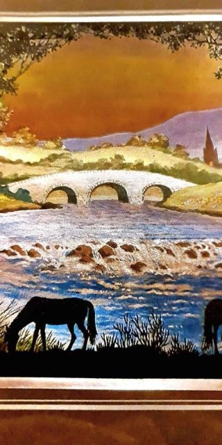 Quadro paesaggio colori brillanti bronzo