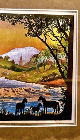 Quadro paesaggio colori brillanti bronzo