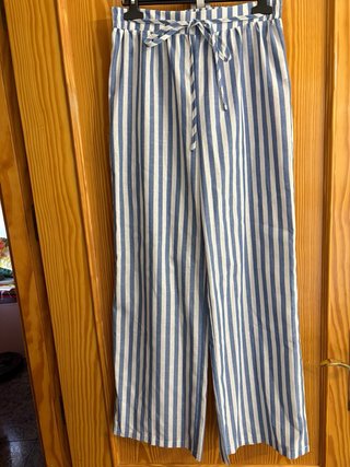 Pantalón palazzo rayas azul y blanco
