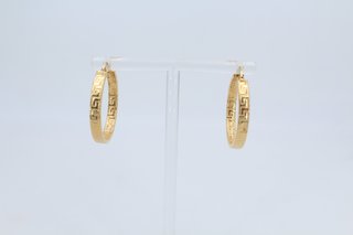 Pendientes Aros Argollas Oro 18k Con Grecas.R00279