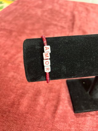 Bracciale AMOR perline lilla e argento Handmade