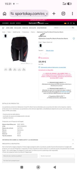 calzonas short mallas moto enduro ciclismo MTB S