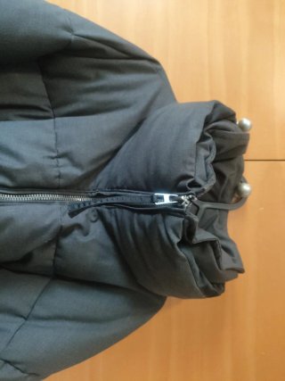 Chaqueta Zara Negra Cuello Oversize Cremallera