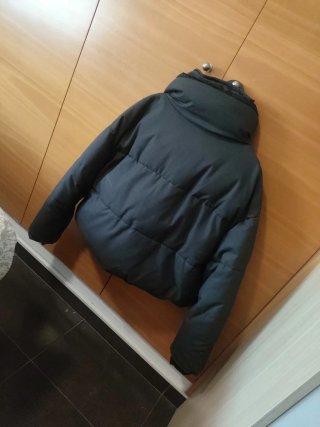 Chaqueta Zara Negra Cuello Oversize Cremallera