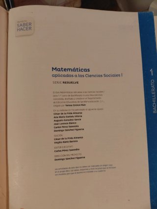 Libro Matemáticas Aplicadas a las Ciencias Sociale