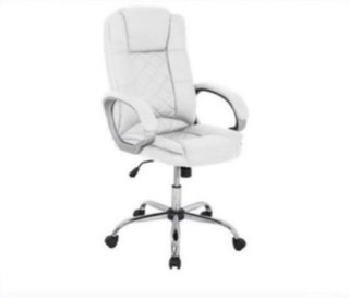 Sillón de oficina blanco y plateado