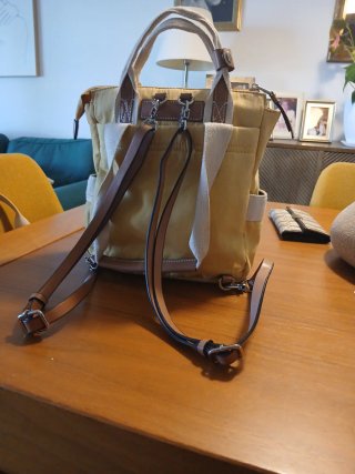 Bolso Mochila Tote Lona Amarillo