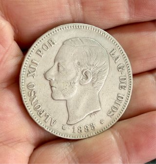 5 Pesetas Alfonso XII 1885 Plata