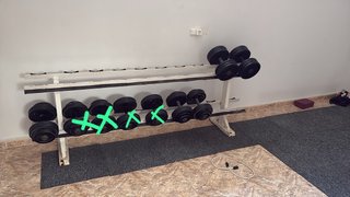 Mancuernas 26 kg y 30 kg y burro de 2 metros