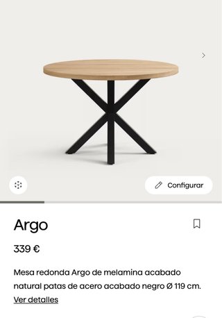Mesa redonda Kave Home madera y metal
