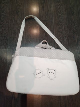 Bolso canastilla beige con lunares blancos