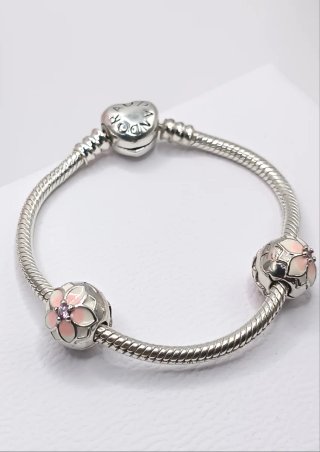 Clips Plata Ley Flor Dalia Rosa