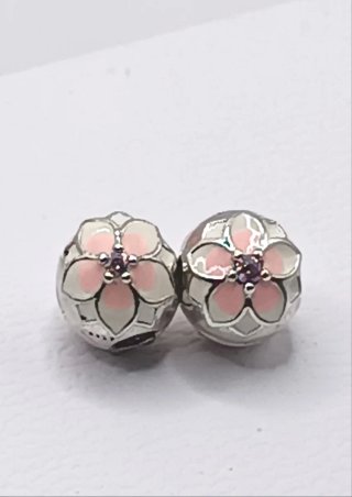 Clips Plata Ley Flor Dalia Rosa