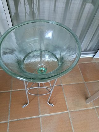 Macetero campana cristal y metal
