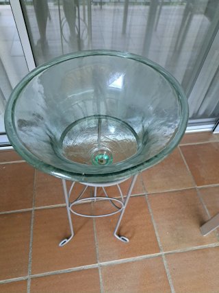 Macetero campana cristal y metal
