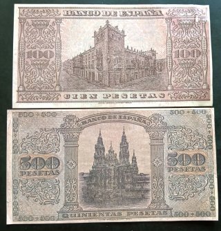 2 Billetes Banco de España Burgos Reproducciones