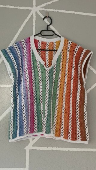 Camisa tejida crochet multicolor talla única