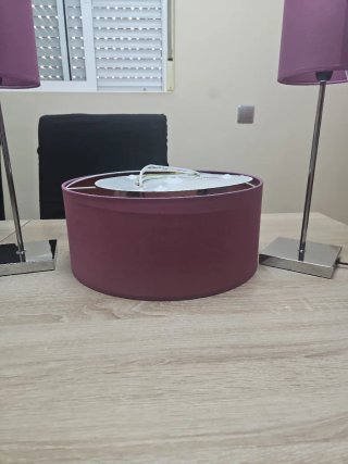Conjunto 2 Lámparas Mesa Morado y plata y techo