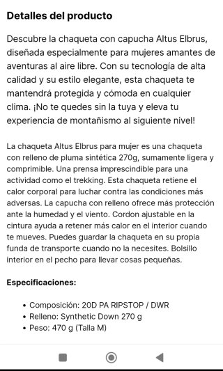 Chaqueta acolchada plumas Altus roja
