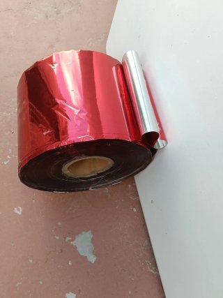 Rollo film PET metalizado rojo/plateado