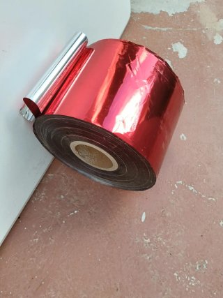 Rollo film PET metalizado rojo/plateado