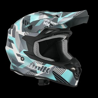 Casco Cross Unik Caronte Negro Gris Celeste