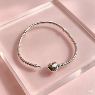 Pulsera Cadena Serpiente Corazón Plata  20cm