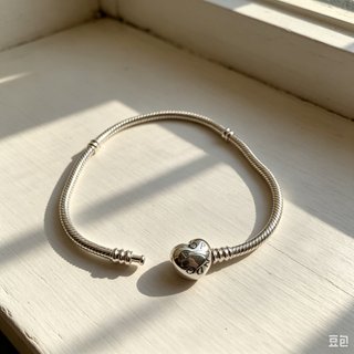 Pulsera Cadena Serpiente Corazón Plata  20cm