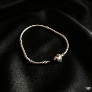 Pulsera Cadena Serpiente Corazón Plata  20cm