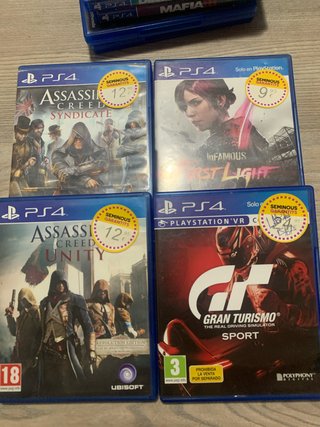 4 Juegos PS4: Assassin's Creed x2, Infamous, GT Sp