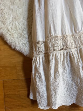 Vestido largo Zara blanco con puntillas
