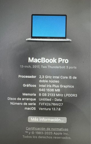 MacBook Pro 13” 2017 i5 8GB RAM 128GB SSD