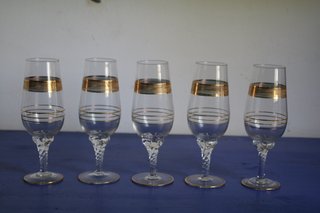 Set 5 Calici Vino Oro Trasparente