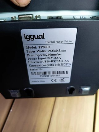 Iggual TP8002 Impresora Térmica USB RS232 Ethernet