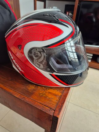 Casco de moto SHOX rojo y blanco