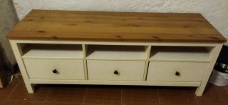 Mueble TV madera y blanco