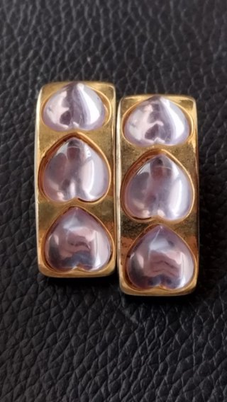 Clips de Pendientes Vintage Corazón Dorado Morado