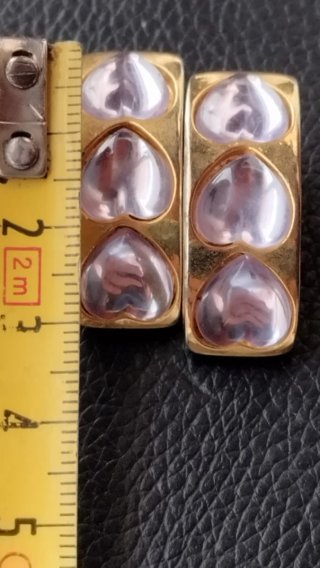 Clips de Pendientes Vintage Corazón Dorado Morado