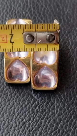 Clips de Pendientes Vintage Corazón Dorado Morado