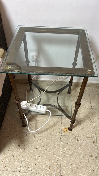 Mesa auxiliar forja y cristal