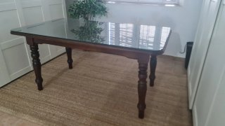 Mesa comedor madera maciza cristal 160x90