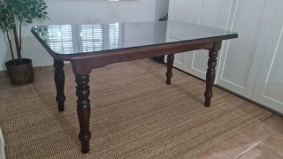 Mesa comedor madera maciza cristal 160x90