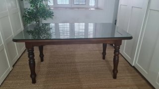 Mesa comedor madera maciza cristal 160x90