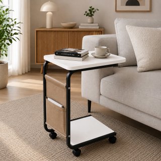 Mesa Auxiliar Sofá Cama con Ruedas y Bolsillo.