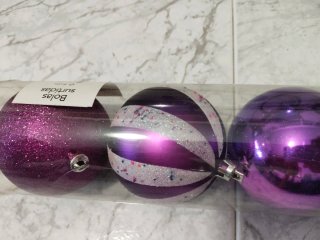 Bolas Navidad Moradas y Plateadas