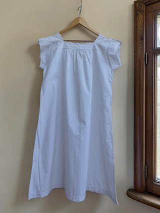 Camisón Antiguo Algodón Puro Bordado Floral